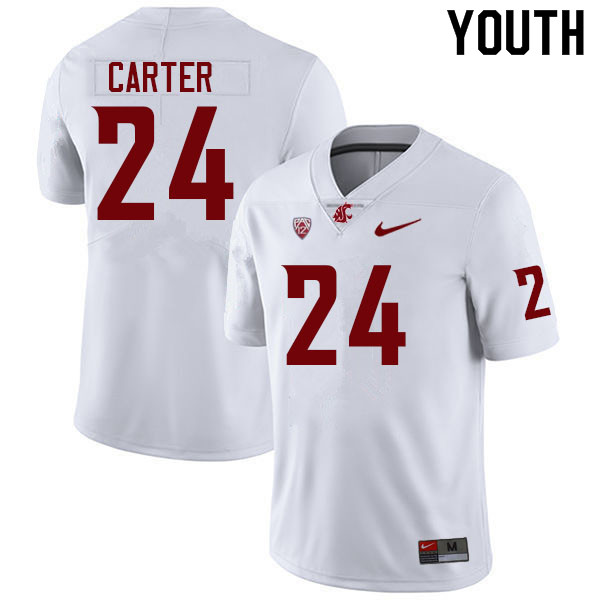 Youth #24 Tony Carter Washington State Cougars College Football Jerseys Sale-White